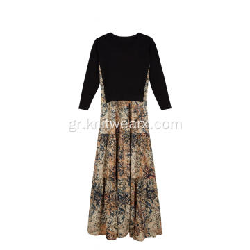 Γυναικείο πλεκτό Floral Print Voile Bohemian Long φόρεμα